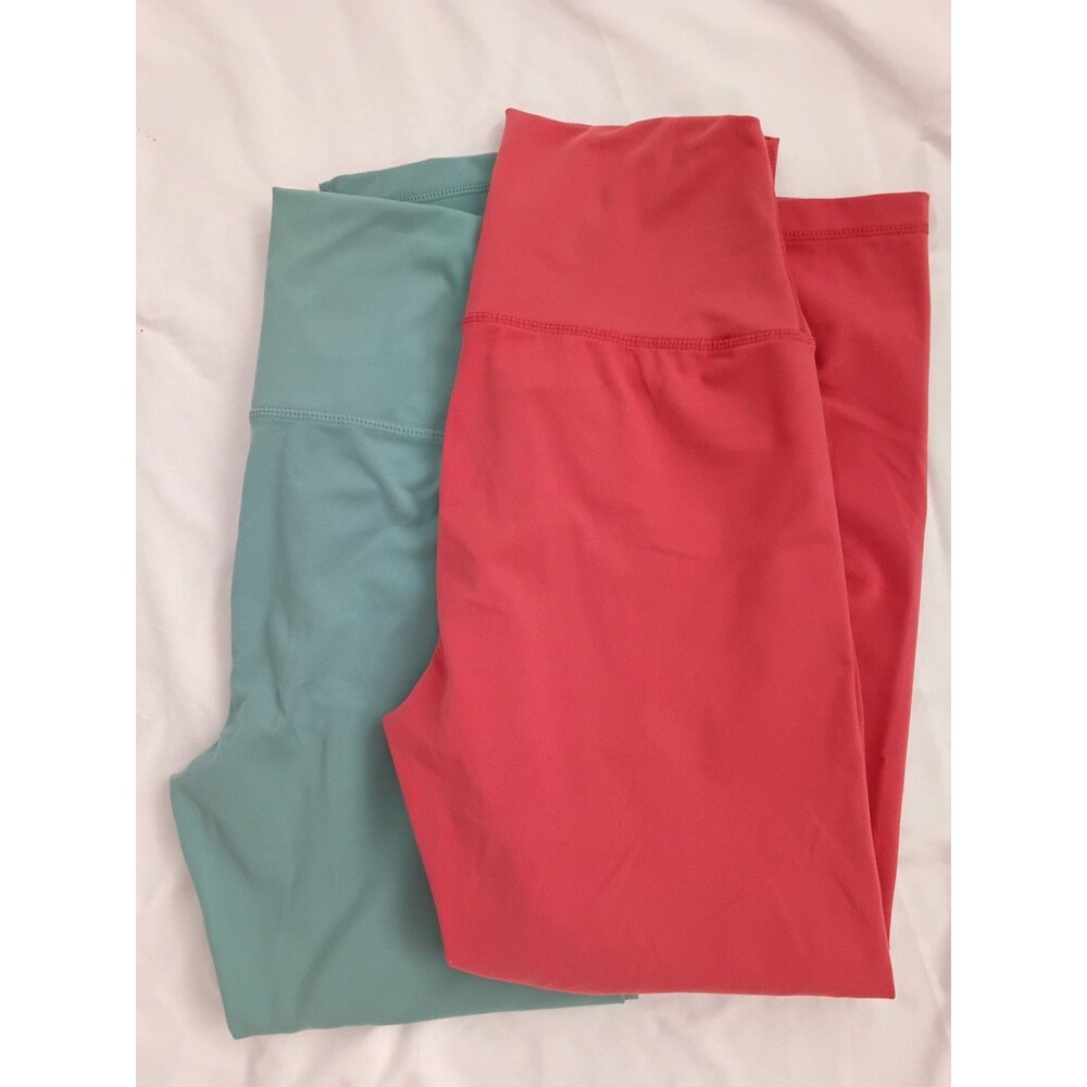 Yogalicious Lux Cropped Leggings Yoga Running Athletic Pink Green Large